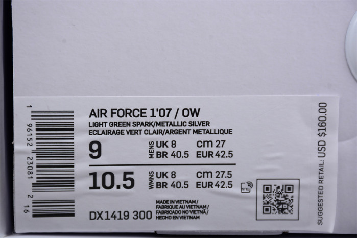 OFW x Nike Air Force 1 Low “Light Green Spark” DX1419-300