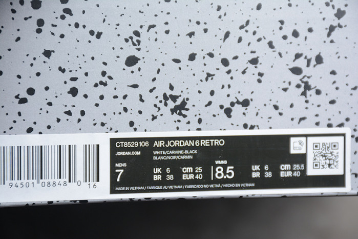 Air Jordan 6 Retro "Carmine" （2021）CT8529-106