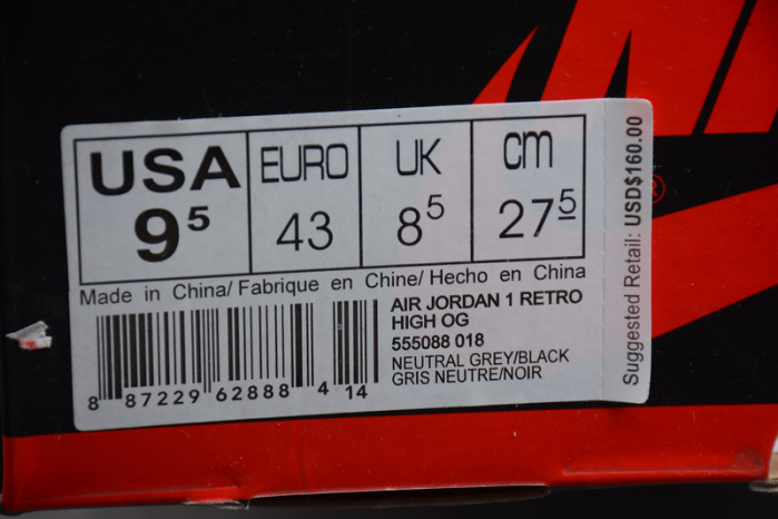 Air Jordan 1 Neutral Grey Hyper Crimson 555088-018